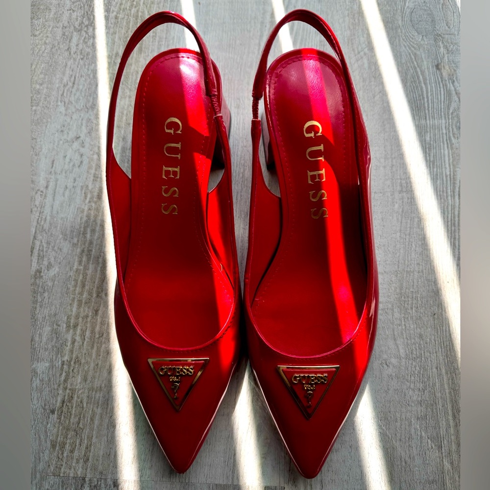 GUESS Women's Red Slingback Heels
